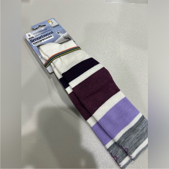 Smartwool Women's Large Snowboard OTC Socks Targeted Cushion White Purple NWT - Picture 1 of 7
